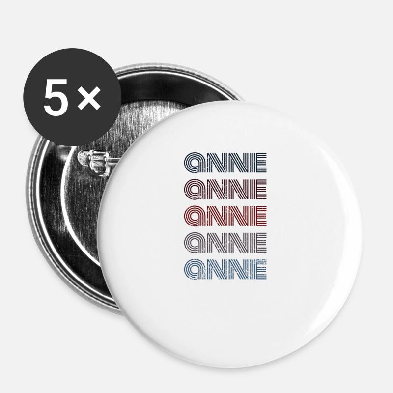 70s Retro Name Vintage Personalized Anne - Buttons large 2.2''/56 mm (5-pack) - white