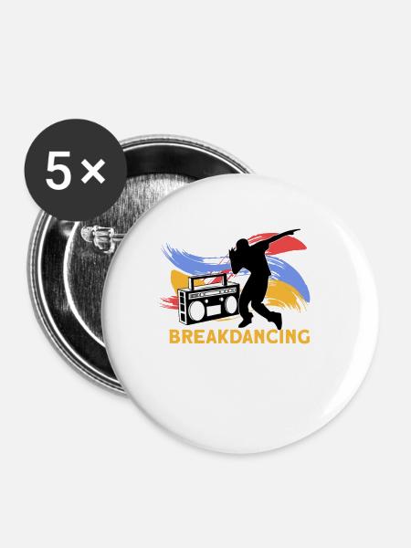 Hip Hop - Buttons groß 56 mm (5er Pack) - Weiß