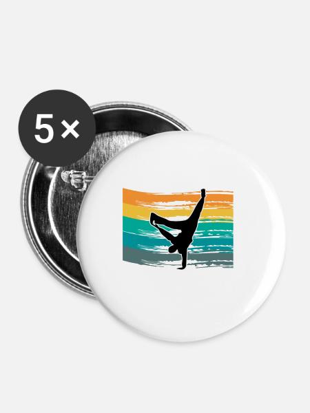 Breakdancing - Buttons groß 56 mm (5er Pack) - Weiß
