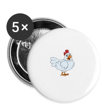 Lustiger Hühner Spruch Huhn - Buttons groß 56 mm (5er Pack) - Weiß - Vorne