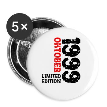 1999 Oktober Limited Edition 24. Geburtstag Deko - Buttons groß 56 mm (5er Pack) - Weiß - Vorne