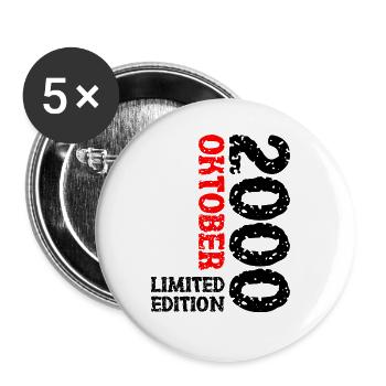 2000 Oktober Limited Edition 23. Geburtstag Deko - Buttons groß 56 mm (5er Pack) - Weiß - Vorne