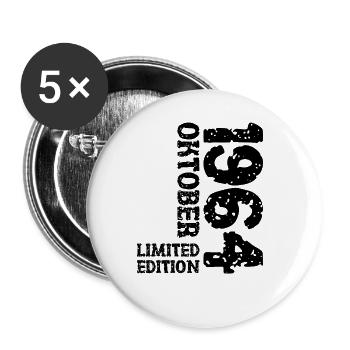 1964 Oktober Limited Edition 59. Geburtstag Deko - Buttons groß 56 mm (5er Pack) - Weiß - Vorne