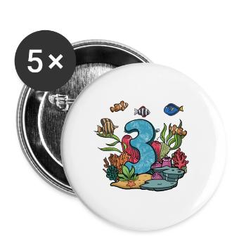 Aquarium Fish Gift - Buttons large 2.2''/56 mm (5-pack) - white - Front
