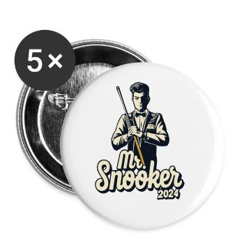 Mr. Snooker Pool Billiard Snooker Spieler - Buttons groß 56 mm (5er Pack) - Weiß - Vorne