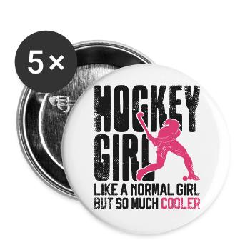 Hockey sur gazon Fille de hockey comme une - Lot de 5 grands badges (56 mm) - blanc - Devant