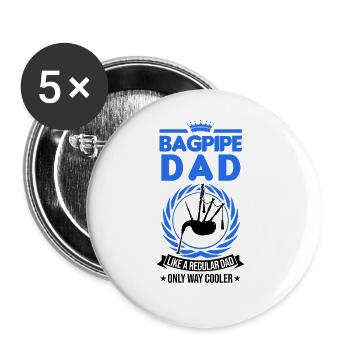 Cornemuse, papa, père de cornemuse - Lot de 5 grands badges (56 mm) - blanc - Devant