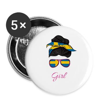 Fille suédoise - Lot de 5 grands badges (56 mm) - blanc - Devant