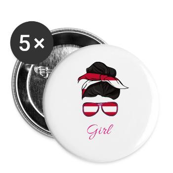 Österreichisches Mädchen - Buttons groß 56 mm (5er Pack) - Weiß - Vorne