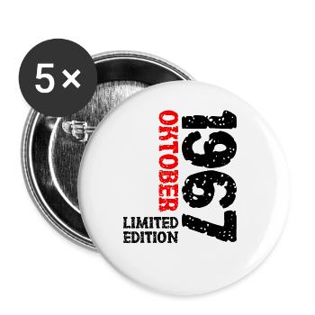 1967 Oktober Limited Edition 56. Geburtstag Deko - Buttons groß 56 mm (5er Pack) - Weiß - Vorne