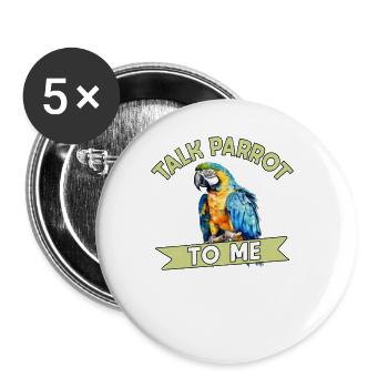 Perruche Perroquet Perroquet Propriétaire - Lot de 5 grands badges (56 mm) - blanc - Devant