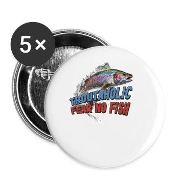 Fischen Forelle Lachs Fischer Angler Barsch - Buttons groß 56 mm (5er Pack) - Weiß - Vorne