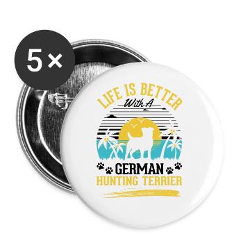 La vie est plus belle avec le terrier de chasse allemand - Lot de 5 grands badges (56 mm) - blanc - Devant