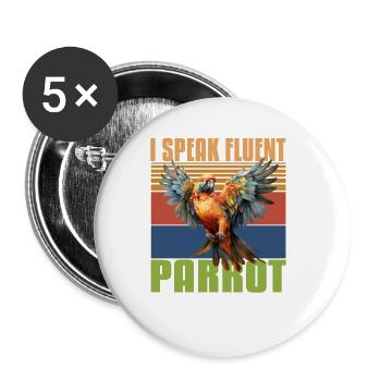 Budgie Parrot Bird Parakeet Owner - Buttons large 2.2''/56 mm (5-pack) - white - Front