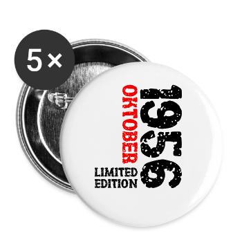 1956 Oktober Limited Edition 67. Geburtstag Deko - Buttons groß 56 mm (5er Pack) - Weiß - Vorne