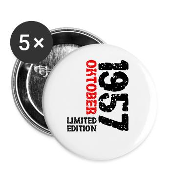 1957 Oktober Limited Edition 66. Geburtstag Deko - Buttons groß 56 mm (5er Pack) - Weiß - Vorne