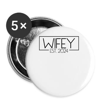 Wifey Est. 2024 Matching Ehepaar verheiratet 2024w - Buttons groß 56 mm (5er Pack) - Weiß - Vorne