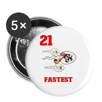 Lustiger Geburtstagsspruch 21 Jahre Alt - Buttons groß 56 mm (5er Pack) - Weiß - Vorne