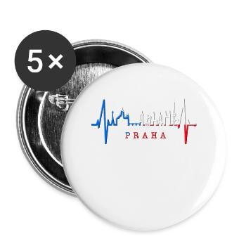Prag Skyline Herzschlag Tschechien Herz Love Praha - Buttons groß 56 mm (5er Pack) - Weiß - Vorne