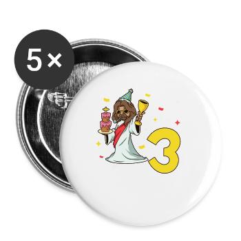 With Jesus - Children's Birthday 3 Years - Buttons large 2.2''/56 mm (5-pack) - white - Front
