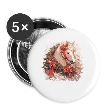 Horse Horses Christmas Riding Equestrian Sports - Buttons large 2.2''/56 mm (5-pack) - white - Front