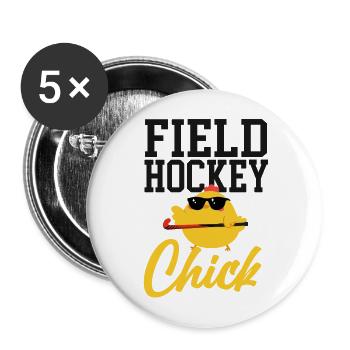 Field Hockey Chicken Field Hockey - Buttons groß 56 mm (5er Pack) - Weiß - Vorne