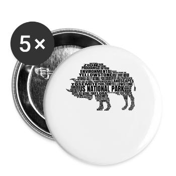 US National Parks Buffalo Wandercampground Kinder - Buttons groß 56 mm (5er Pack) - Weiß - Vorne