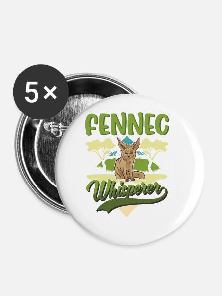 Fennek Flüsterer Fennec Wüstenfuchs - Buttons groß 56 mm (5er Pack) - Weiß