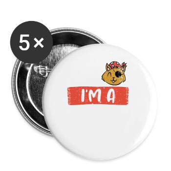 Pretend I'm A Pirate Cat Pirate Funny - Buttons large 2.2''/56 mm (5-pack) - white - Front