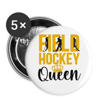 Field Hockey Queen Field Hockey - Buttons groß 56 mm (5er Pack) - Weiß - Vorne