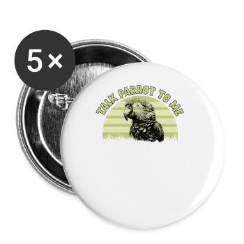 Wellensittich Papagei Vogel Sittich Besitzer - Buttons groß 56 mm (5er Pack) - Weiß - Vorne