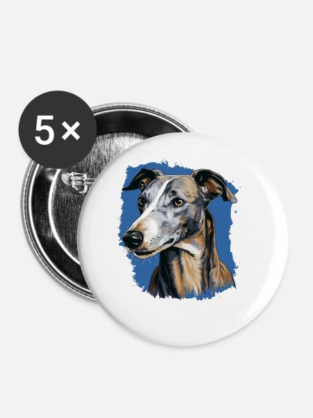 Hund Greyhound - Buttons groß 56 mm (5er Pack) - Weiß