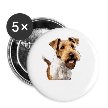 Dog Fox Terrier - Buttons large 2.2''/56 mm (5-pack) - white - Front