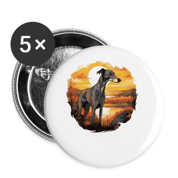 Hund Greyhound - Buttons groß 56 mm (5er Pack) - Weiß - Vorne