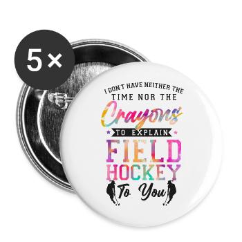 Field Hockey Watercolor I Don't - Buttons groß 56 mm (5er Pack) - Weiß - Vorne
