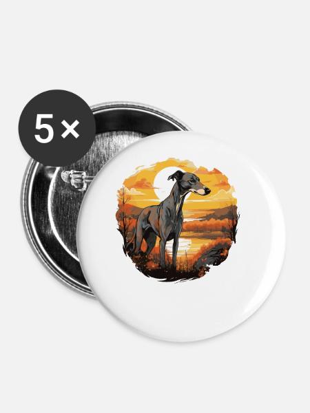 Hund Greyhound - Buttons groß 56 mm (5er Pack) - Weiß