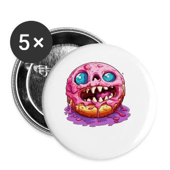 Ugly Monster Donut - Buttons large 2.2''/56 mm (5-pack) - white - Front
