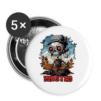 Desert dystopia and a cartoon robot - Buttons large 2.2''/56 mm (5-pack) - white - Front