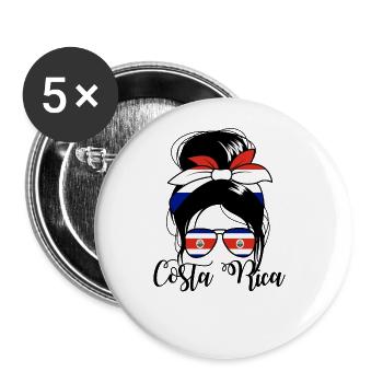 Costa Rica Messy Bun Costa Rican Womens Costa Rica - Buttons groß 56 mm (5er Pack) - Weiß - Vorne