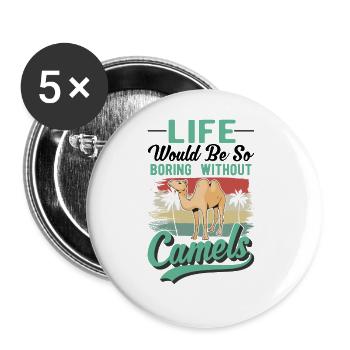 Camel Gift Dromedary Camel Large Camel - Buttons large 2.2''/56 mm (5-pack) - white - Front