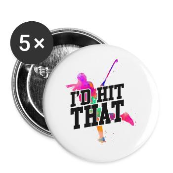 Field Hockey Watercolor I'd Hit - Buttons large 2.2''/56 mm (5-pack) - white - Front