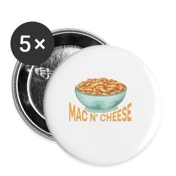 Mac And Cheese Nudeln Geschenk Pasta - Buttons groß 56 mm (5er Pack) - Weiß - Vorne