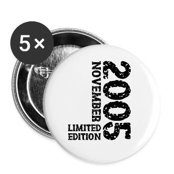 2005 November Limited Edition 18. Geburtstag Deko - Buttons groß 56 mm (5er Pack) - Weiß - Vorne