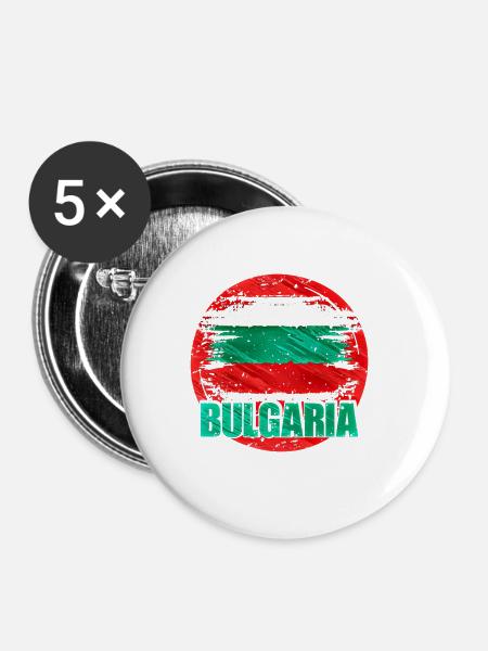 Bulgarien - Buttons groß 56 mm (5er Pack) - Weiß