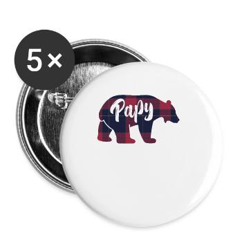Papy Ours Idée Cadeau Assortis Pour La Famille - Lot de 5 grands badges (56 mm) - blanc - Devant
