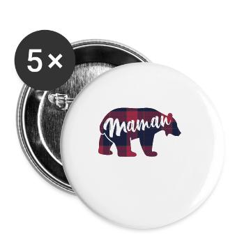 Maman Ours Idée Cadeau Assortis Pour La Famille - Lot de 5 grands badges (56 mm) - blanc - Devant
