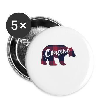 Cousine Ours Idée Cadeau Assortis Pour La Famille - Lot de 5 grands badges (56 mm) - blanc - Devant