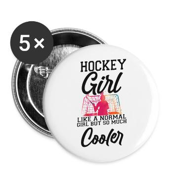 Hockey Sur Gazon Hockey Fille Comme Un - Lot de 5 grands badges (56 mm) - blanc - Devant