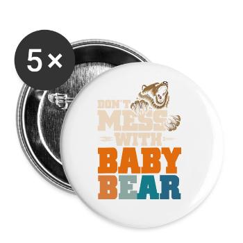 Don't Mess With Baby Bear - Buttons groß 56 mm (5er Pack) - Weiß - Vorne