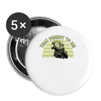 Wellensittich Papagei Vogel Sittich Besitzer - Buttons groß 56 mm (5er Pack) - Weiß - Vorne
